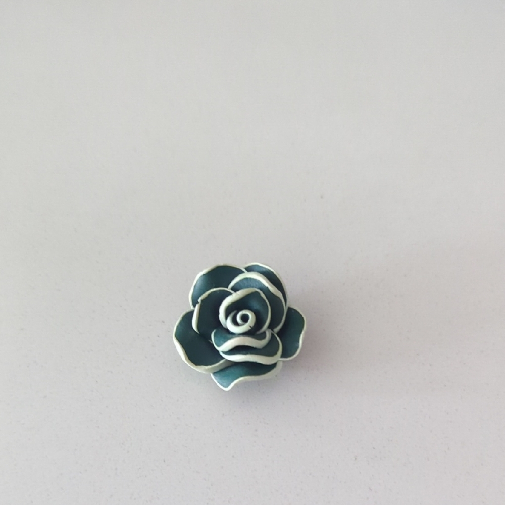 Gorgeous Handmade Clay Elegant Green Rose Bead